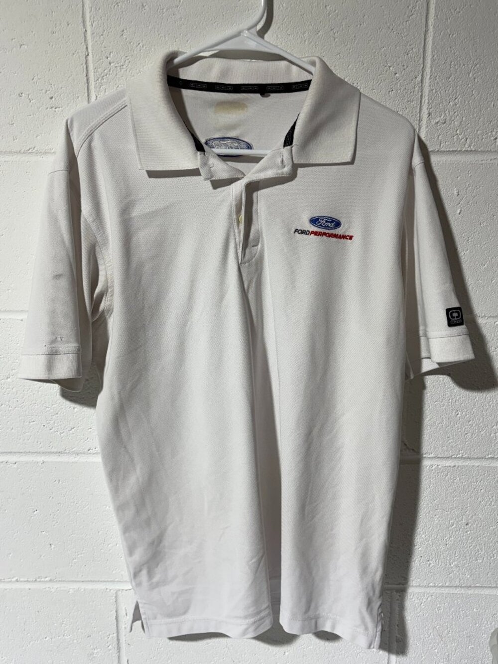 OGIO Ford Performance Well Used Employee Collared Shirt Race Car Racing White #1